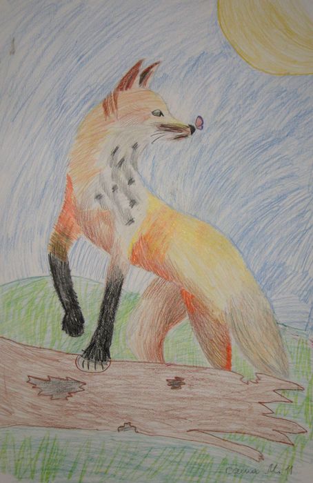 Art Studio PALETTE. Aleksandra Malisheva Picture.  Coloured Pencil Animals Mix 